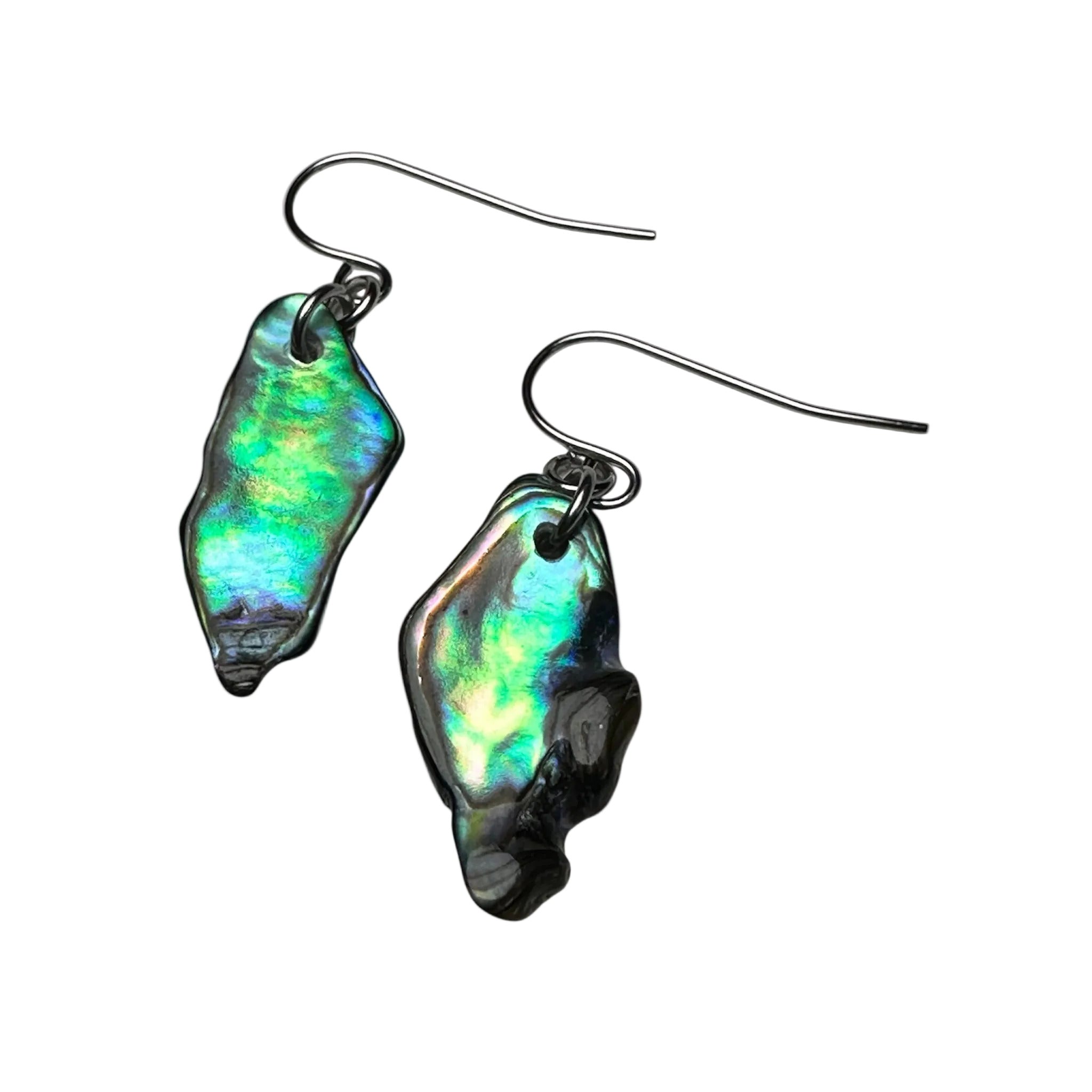 Lightweight earrings made with genuine Paua shell and stainless steel