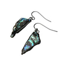Handmade stainless steel earrings with ocean-toned Paua shell